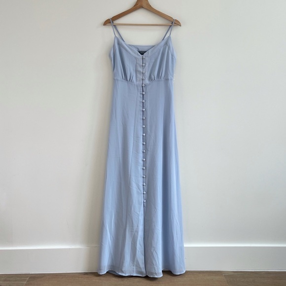 modcloth blue dress ModCloth Enchanted Meadow Toile Dress in Blue Toile, Size Medium
